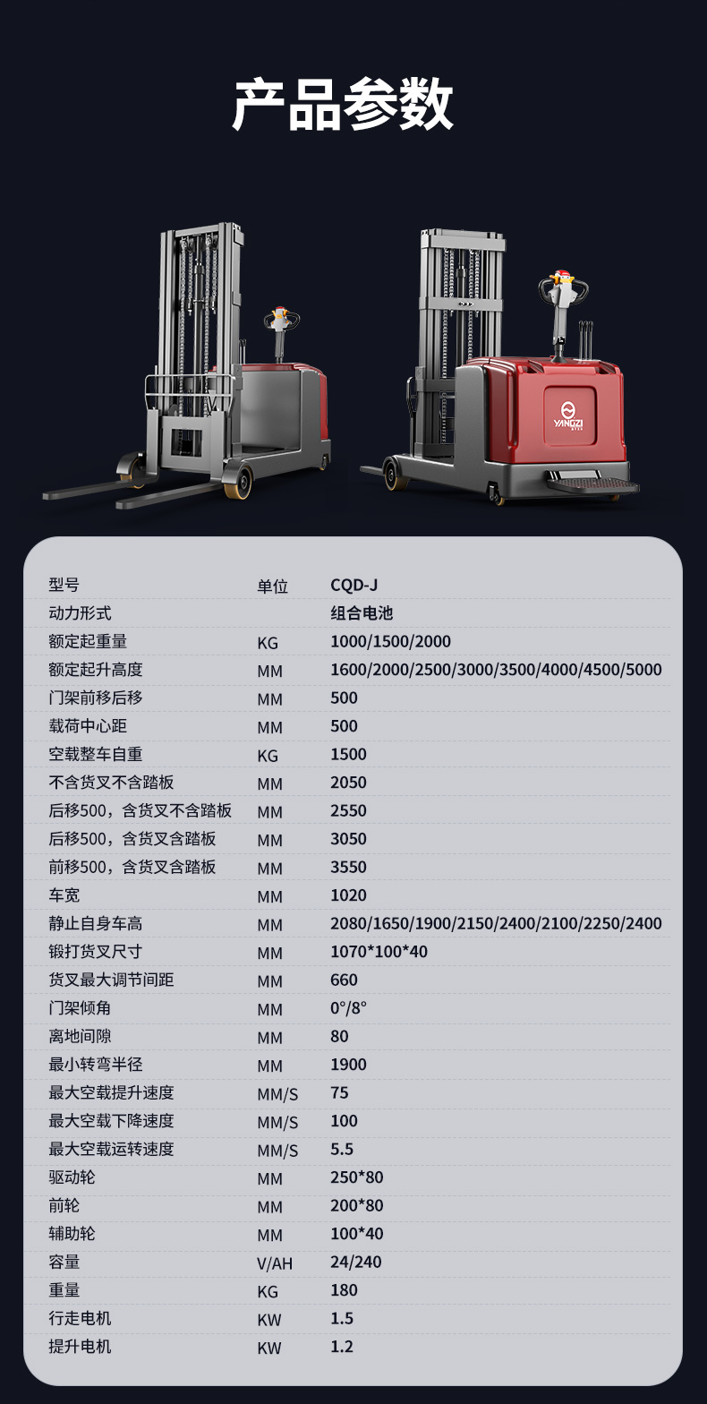 揚(yáng)子推高車(chē) CQD-J前移式全電動(dòng)堆高車(chē)(圖14)